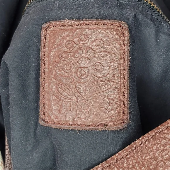 Lucky Brand Brown Pebbled Leather Hobo Bag Braided Strap Slouchy Shoulder Purse - Picture 8 of 12